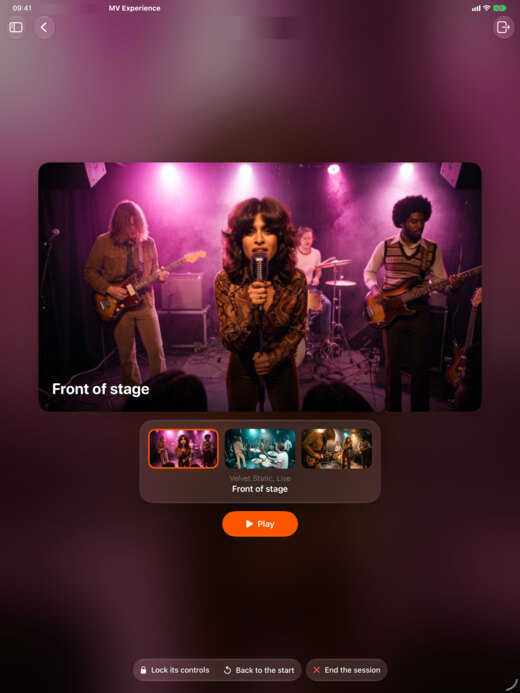 The remote on iPad, following the Velvet Static session with its three videos.