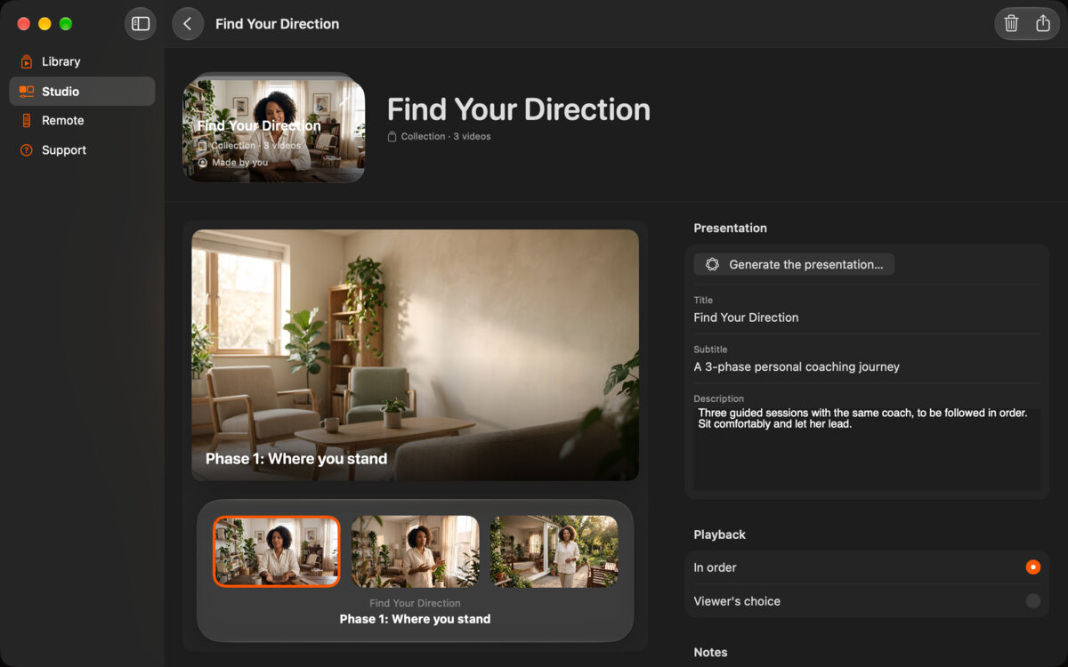 The collection editor on Mac for the collection Find Your Direction.